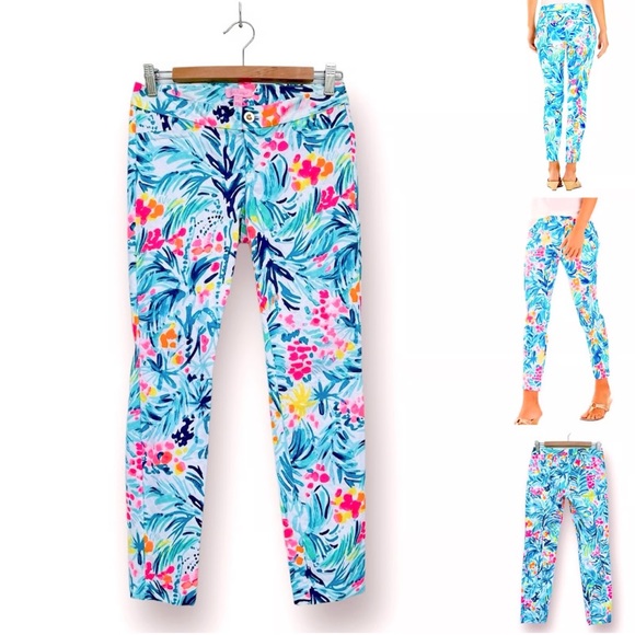 NWOT Lilly Pulitzer Kelly Skinny Ankle Stretch Pants Serene Blue Tippy...size 10 - Picture 1 of 6